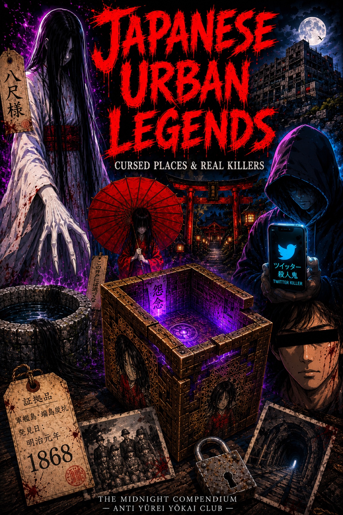 Japanese Urban Legends — The Midnight Compendium, illustrated book cover